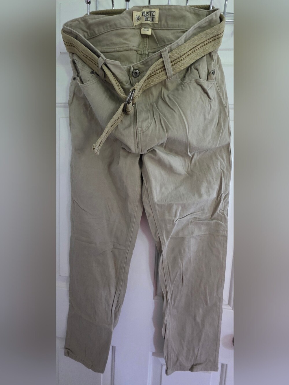 Rustic Blue 34x30 Casual Khaki Pants With Belt